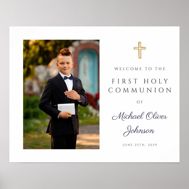 Poster Boy Photo First Communion Marinho Blue (Frente)