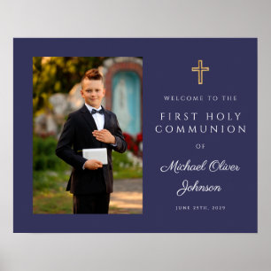 Poster Boy Photo First Communion Marinho Blue Welcome