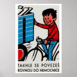Poster Boy Riding with Truck - Matchbox Print - Czech