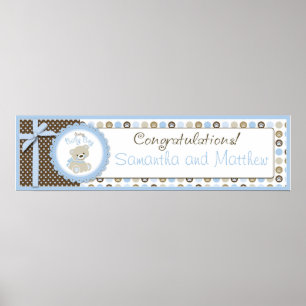 Poster Boy Teddy Bear Baby Shower Banner Boy