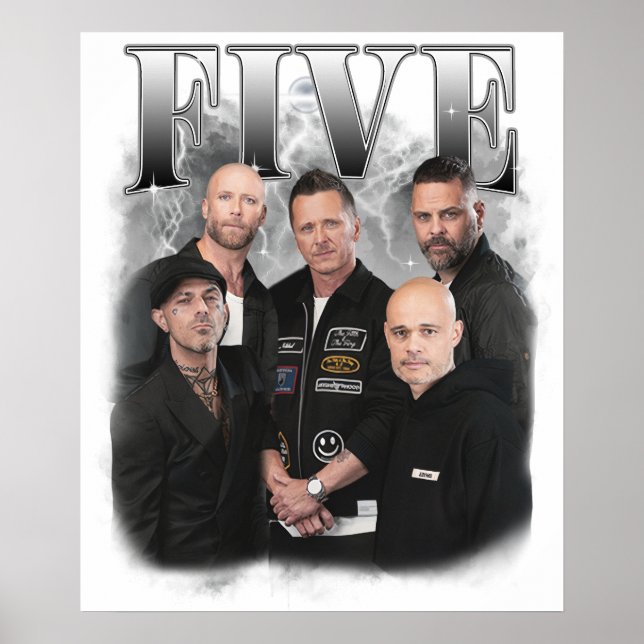 Poster boyband five vintage (Frente)