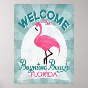 Poster Boynton Beach, Flamingo rosa, Retro