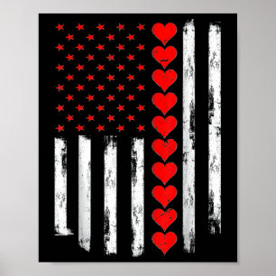 Poster Boys Dia de os namorados American Flag Hearts