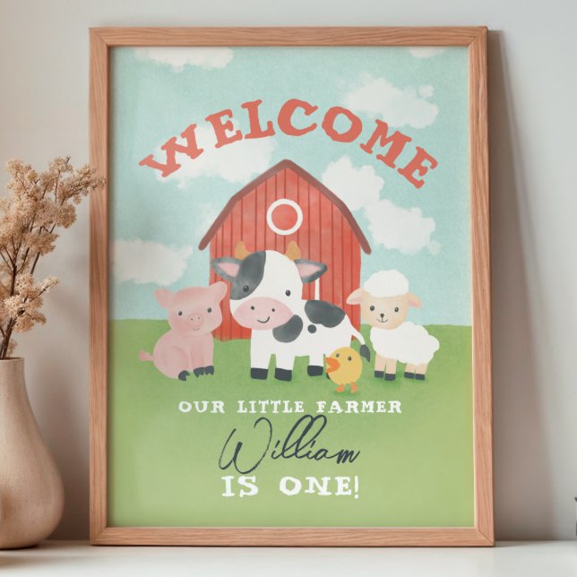 Poster Boys Farm Animal Kids Birthday Welcome  (Criador carregado)