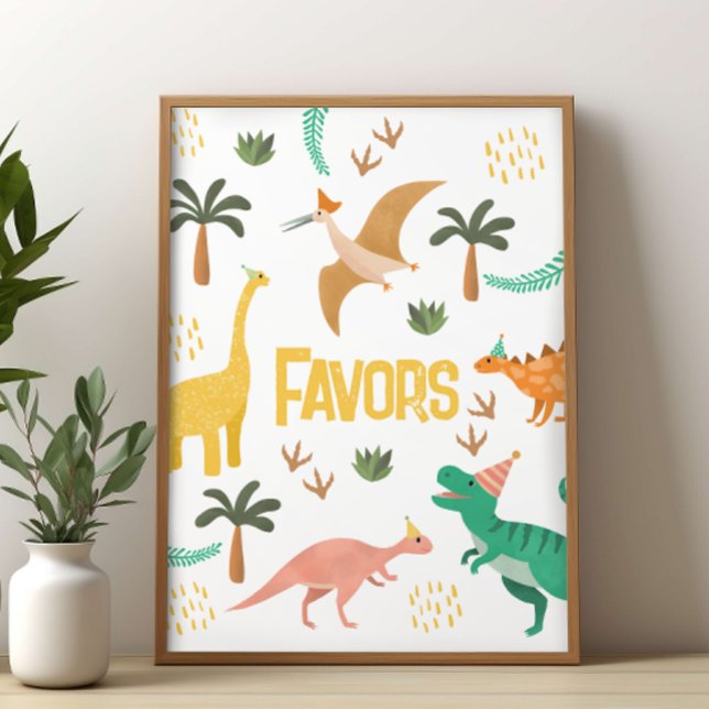 Poster Boys Jurassic Dinosaur Party Favor Sign  (Criador carregado)