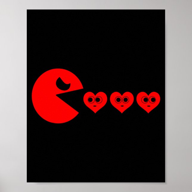 Poster Boys Kids Valentines Day Hearts Eating Funny Gamer (Frente)