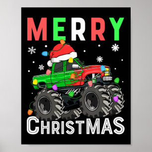Poster Boys Monster Truck Feliz Natal Santa Hat Kids