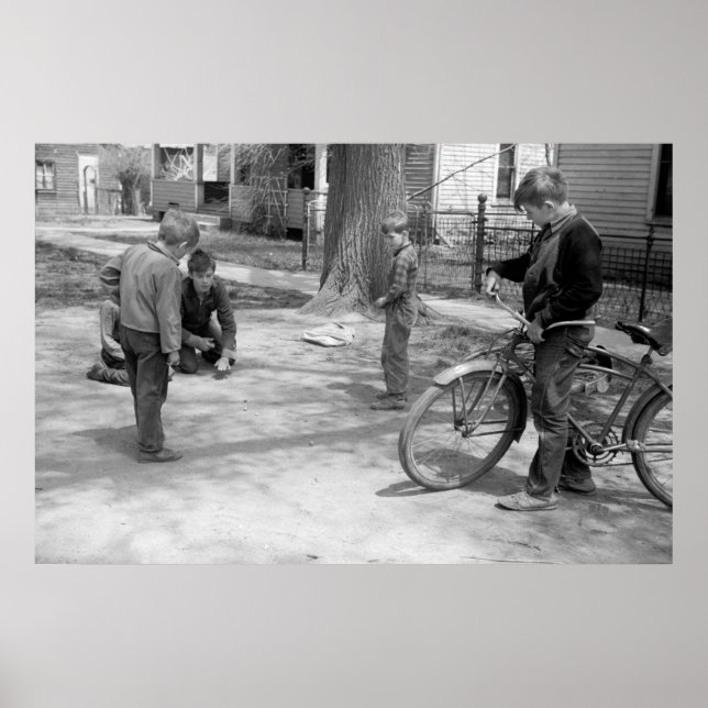 Pôster Boys Playing Marbles, Woodbine, Iowa, 1940 (Frente)