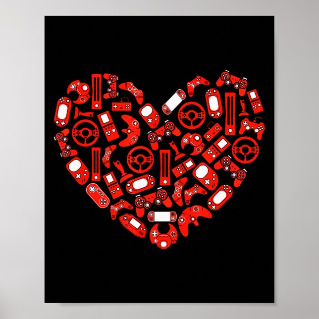 Poster Boys Valentines Day Gaming Video Gamer Controller  (Frente)