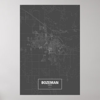 Poster Bozeman, Montana (branco no preto)