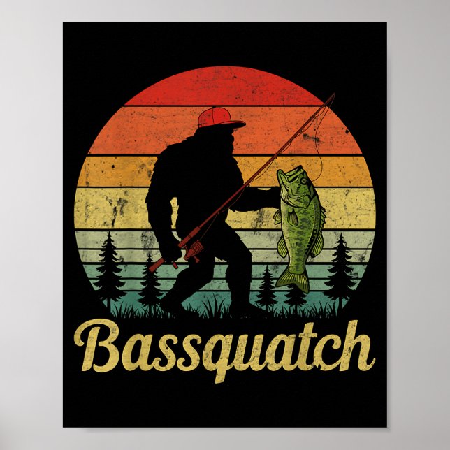 Poster Bquatch B Fishing Humor Bigfoot Ufo Sasquatch  (Frente)