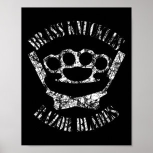 Poster Br Knuckles E Lâminas De Razor - Boxing E Barber T