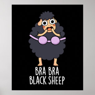 Poster Bra-bra Black Sheep Funny Animal Pun Dark BG