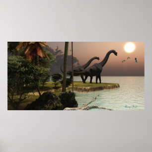 Pôster Brachiosaurus Sunset Print