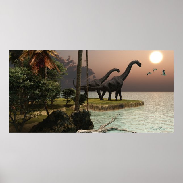 Pôster Brachiosaurus Sunset Print (Frente)