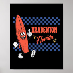 Poster Bradenton Flórida Retro Surfista Vintage Praia Par