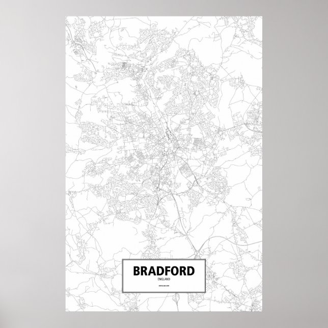 Poster Bradford, Inglaterra (preto no branco) (Frente)