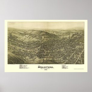 Pôster Bradford, mapa panorâmico do PA - 1895
