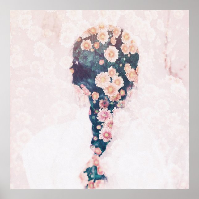 Poster Braid De Flor Bonito Branco Rosa (Frente)