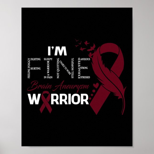Poster Brain Aneurysm Warrior Eu sou Fine Feather (Frente)