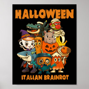 Poster Brainrot Italiano Caracteres do Halloween Themes C