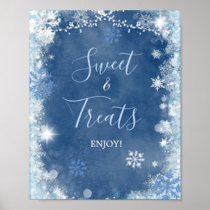 Poster Branca Azul Inverno Floco de Neve Bridal Doces