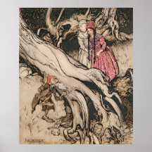 Branca de Neve e Rosa Vermelha por Arthur Rackham