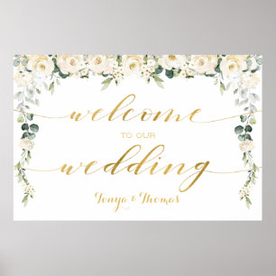 Poster Branca Peony Epiphany Bem-Vindo Ao Nosso Casamento