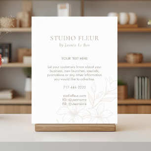 Poster Branca Promocional de Texto Floral Chic