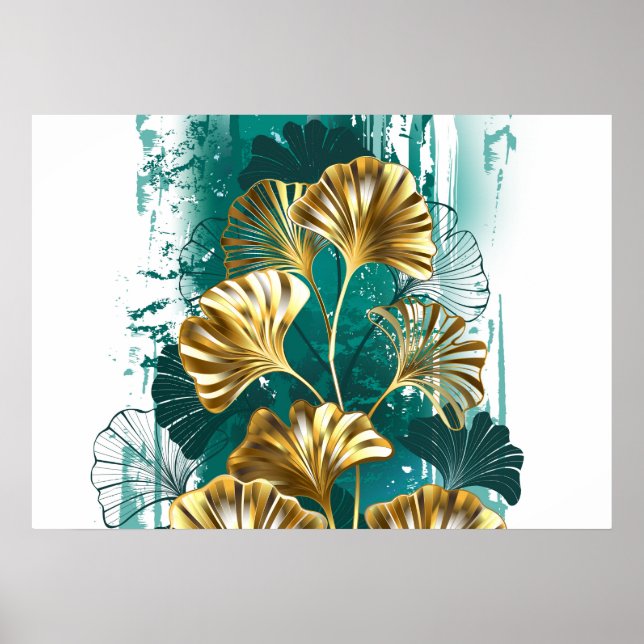 Poster Branch with Golden Leaves Ginko Biloba (Frente)