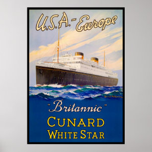 Poster branco "Britannic" da estrela de Cunard do
