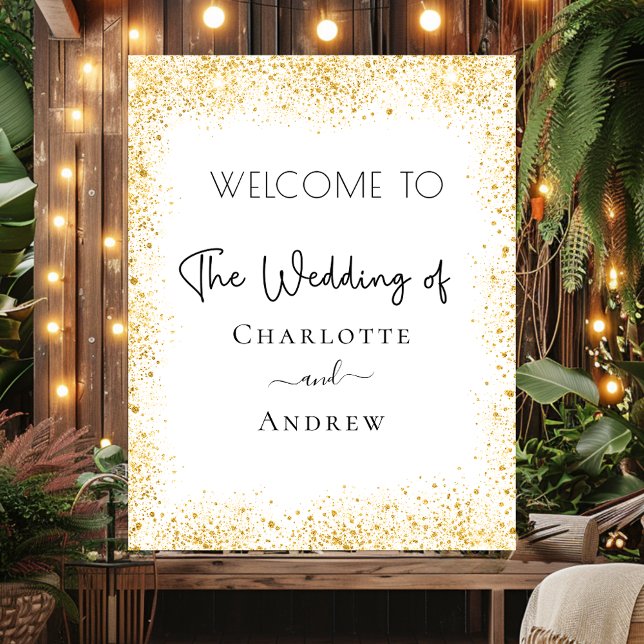 Poster Branco casamento brilha bem-vindo (Criador carregado)