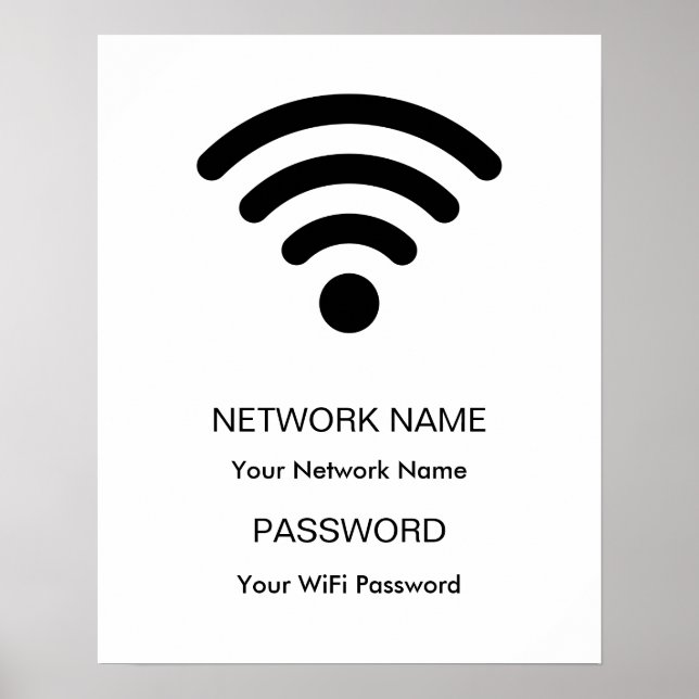 Poster Branco de Rede Wifi com Marca Personalizada e Senh (Frente)