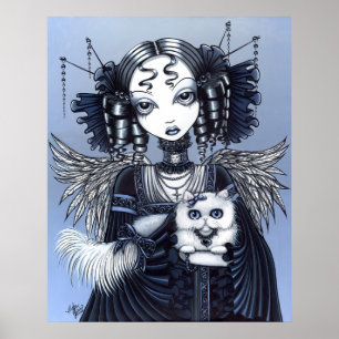 Poster branco do anjo do gato persa de Elizabeth