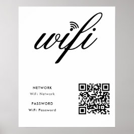 Poster Branco do Código QR de Rede Wifi com Marca