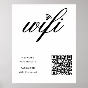 Poster Branco do Código QR de Rede Wifi com Marca