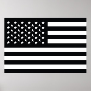 Poster Branco do preto da bandeira americana
