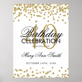 Poster Branco Dourado de Glitter Confetti
