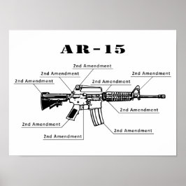 Poster branco e preto engraçado AR-15