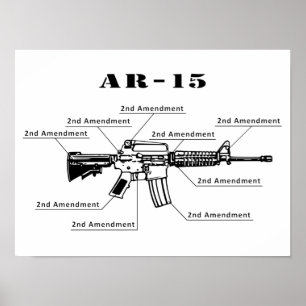 Poster branco e preto engraçado AR-15