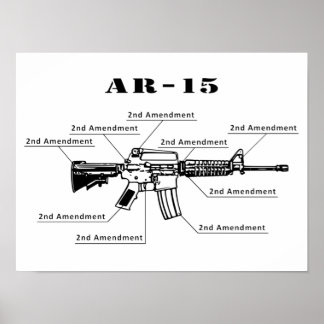Poster branco e preto engraçado AR-15