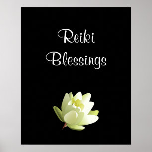 Poster Branco Lilly das bênçãos de Reiki