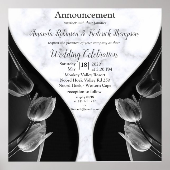 Poster Branco moderno - Abstrato preto mármore (Frente)