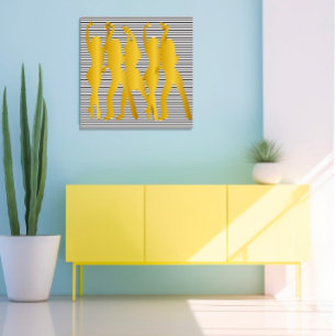 Pôster Branco moderno do preto das listras das meninas da