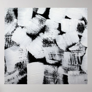 Poster Branco preto, canvas pintada por abstrato.