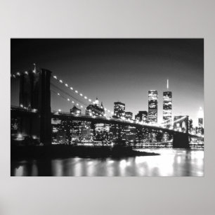 Poster branco preto da ponte de Brooklyn da Nova