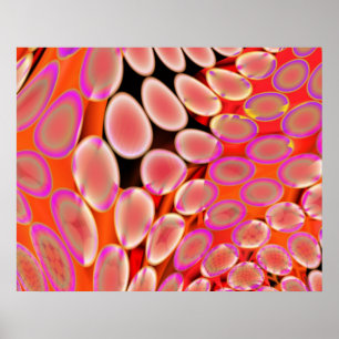Poster Branco psicadélico do rosa das gotas da arte