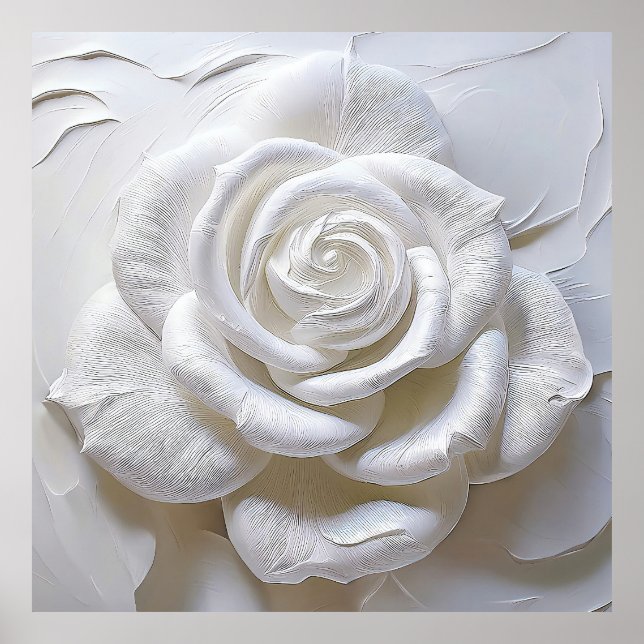 Poster Branco sobre Branco - Rosa Esculpida (Frente)