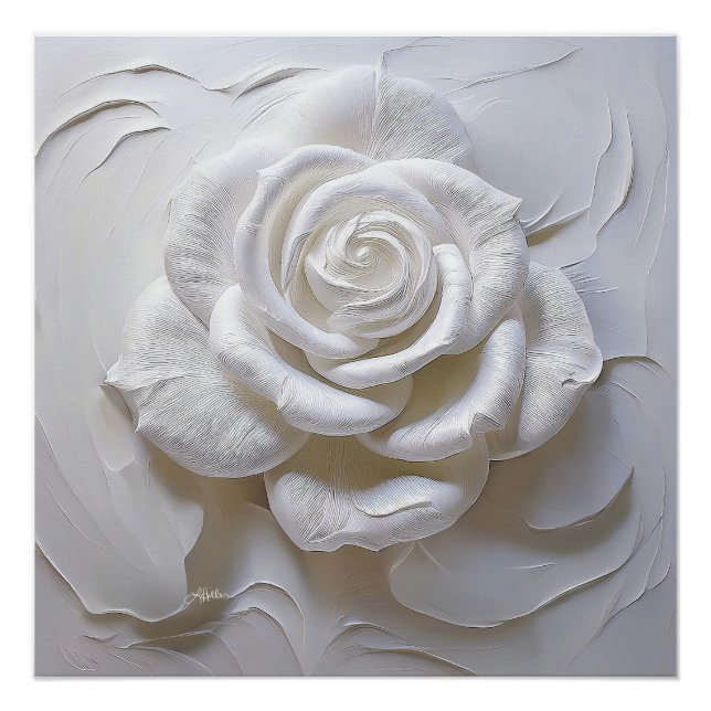 Pôster Branco sobre Branco - Rosa Esculpida (Frente)