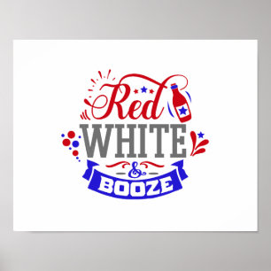 Poster Branco vermelho e bebida